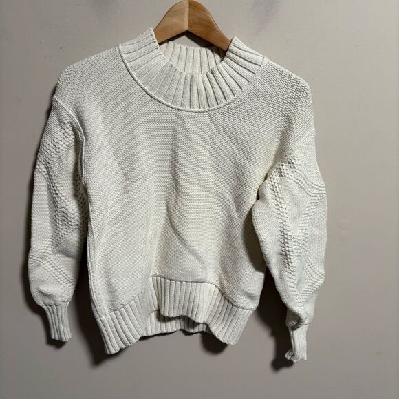 Everlane The Texture Cotton Cable Sweater in Bone - Size XS - Picture 3 of 10